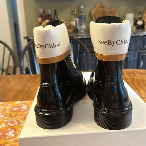 See By Chloé Women's Florrie Patent Laceup Rain Ankle Boots - Picture 10 of 16